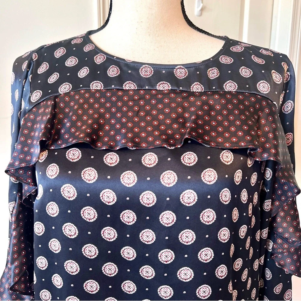 BANANA REPUBLIC Luxurious Silk Printed Long Sleeve Shift Dress—SZ. 2